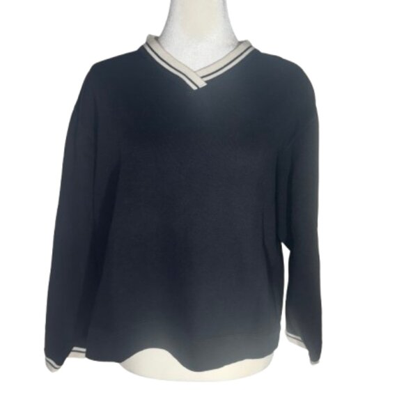 Callaway Tops - Calloway Golf Apparel Black V-Neck Pullover 100% Cotton Sweatshirt Sz Large